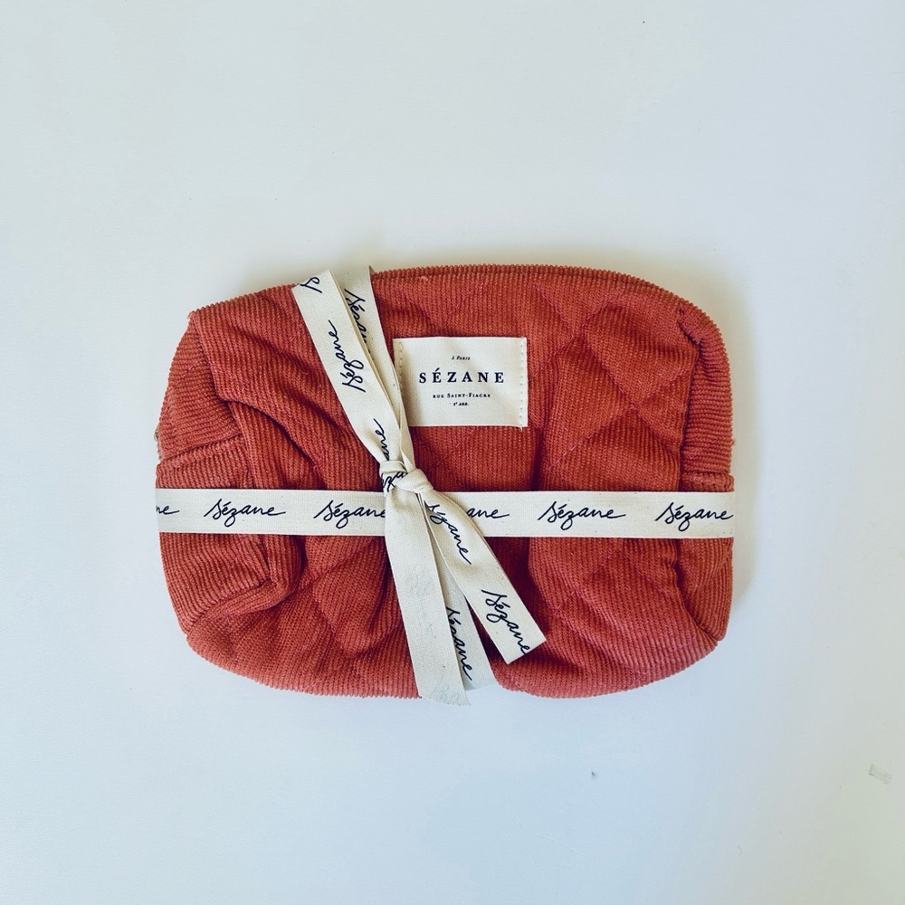 Sezane pink corduroy pouch